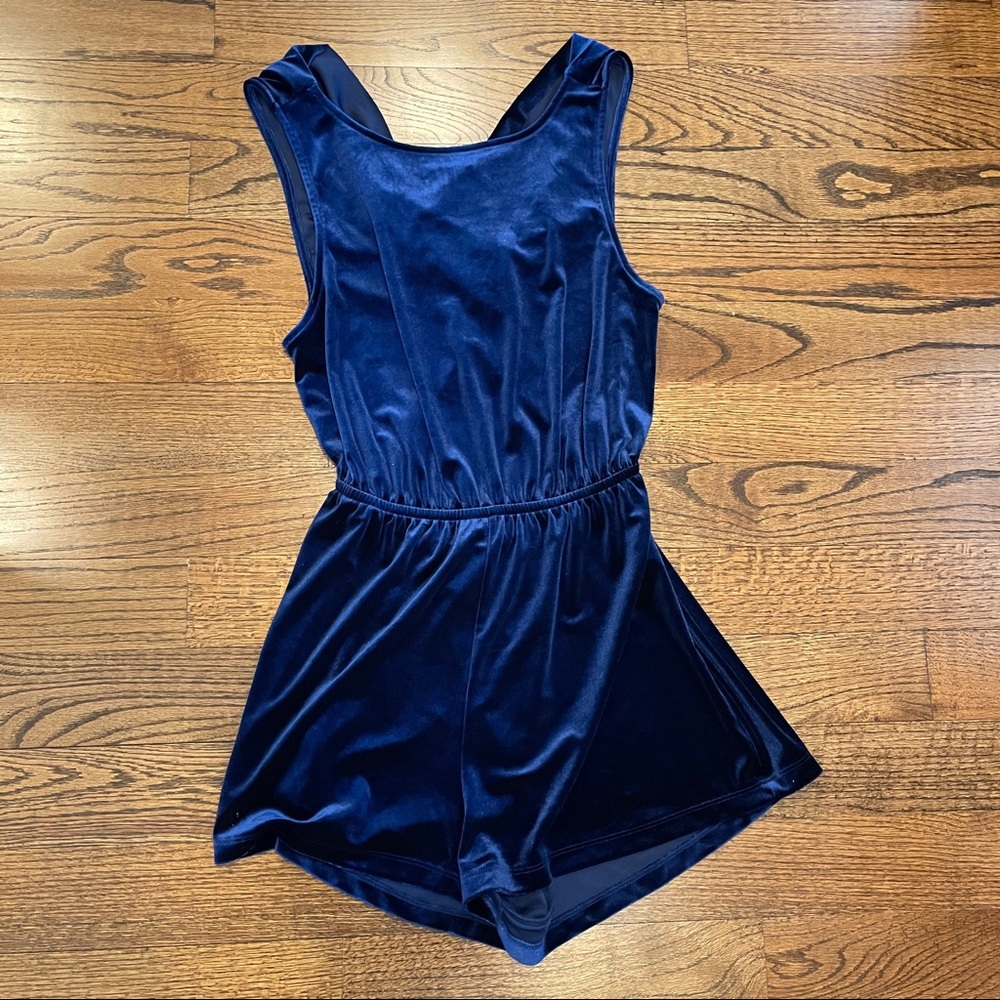 Medium Navy Velvet Romper (tag attached)